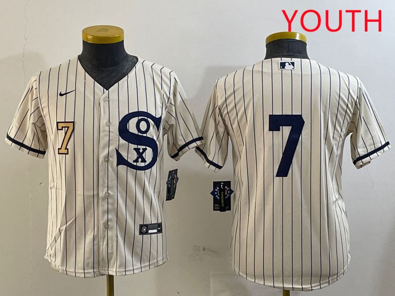 Youth Chicago White Sox 7 No Name Cream Stripe Dream Edition Game 2025 Nike MLB Jersey style 2